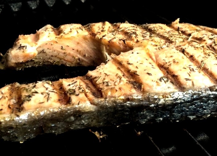 Grilled Salmon Steaks Italian-Style
